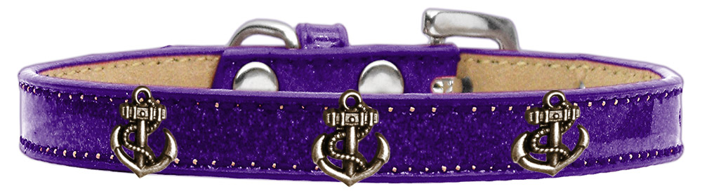 Bronze Anchor Widget Dog Collar Purple Ice Cream Size 12